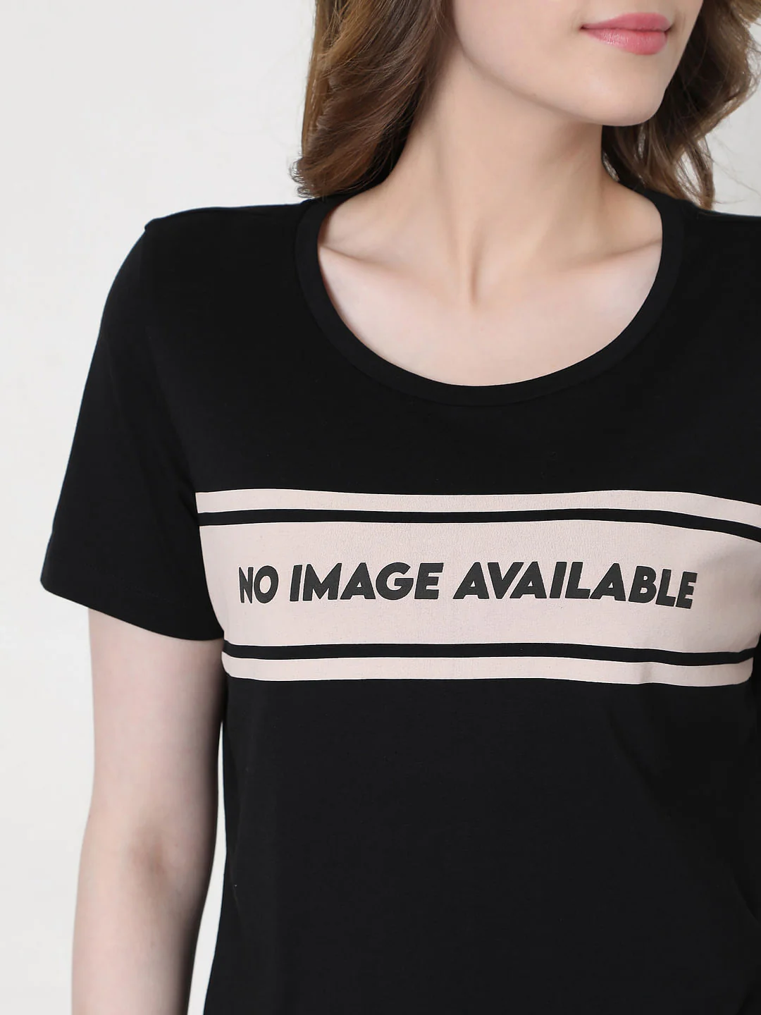 Black Text Print T-Shirt - Image 5