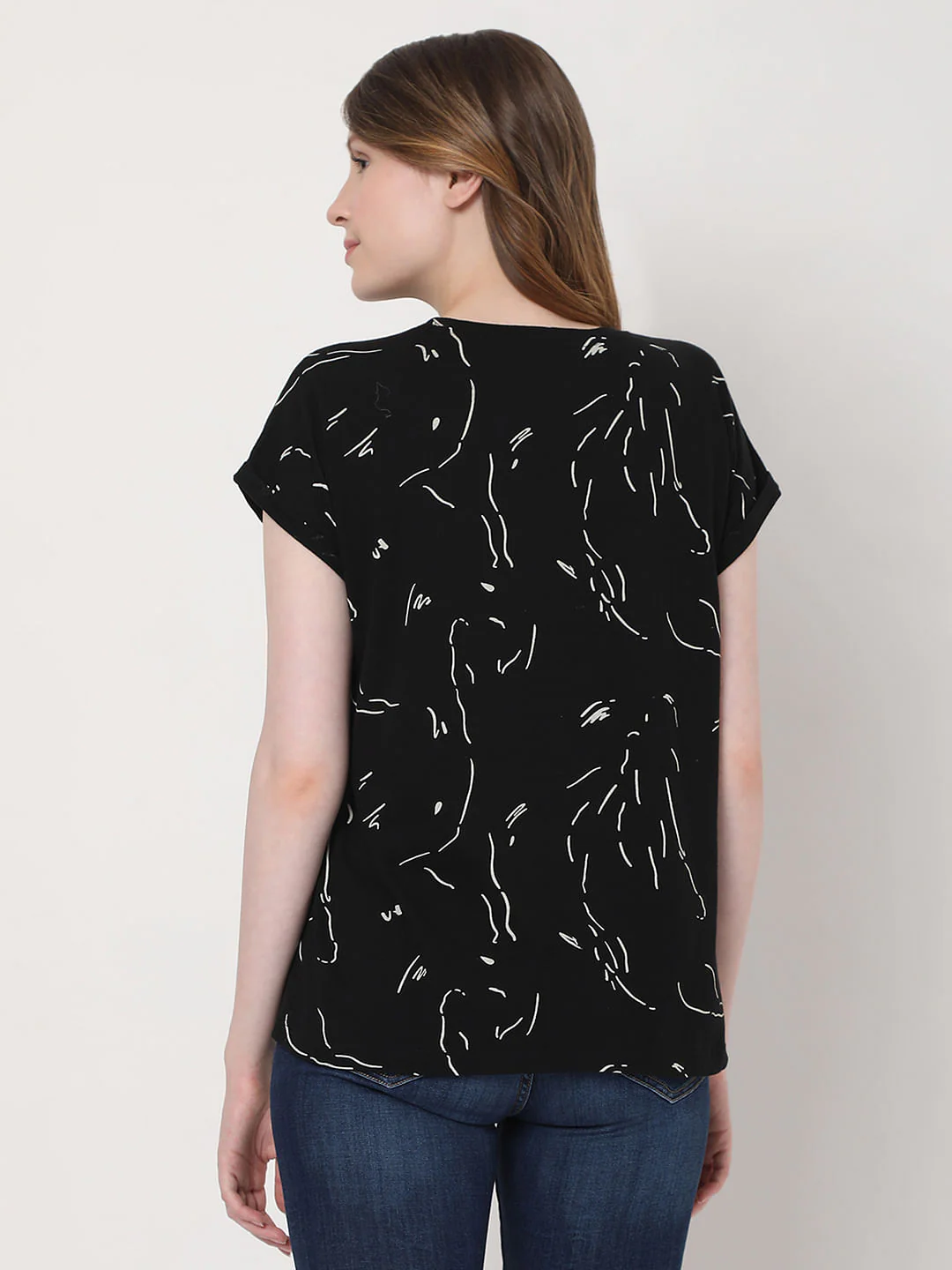 Black Abstract Print T-Shirt - Image 3