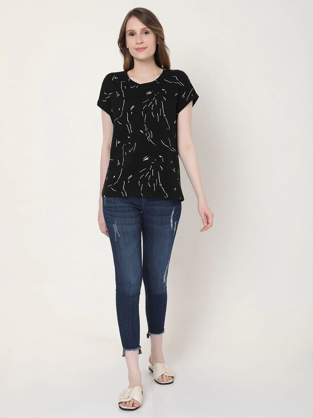 Black Abstract Print T-Shirt - Image 4