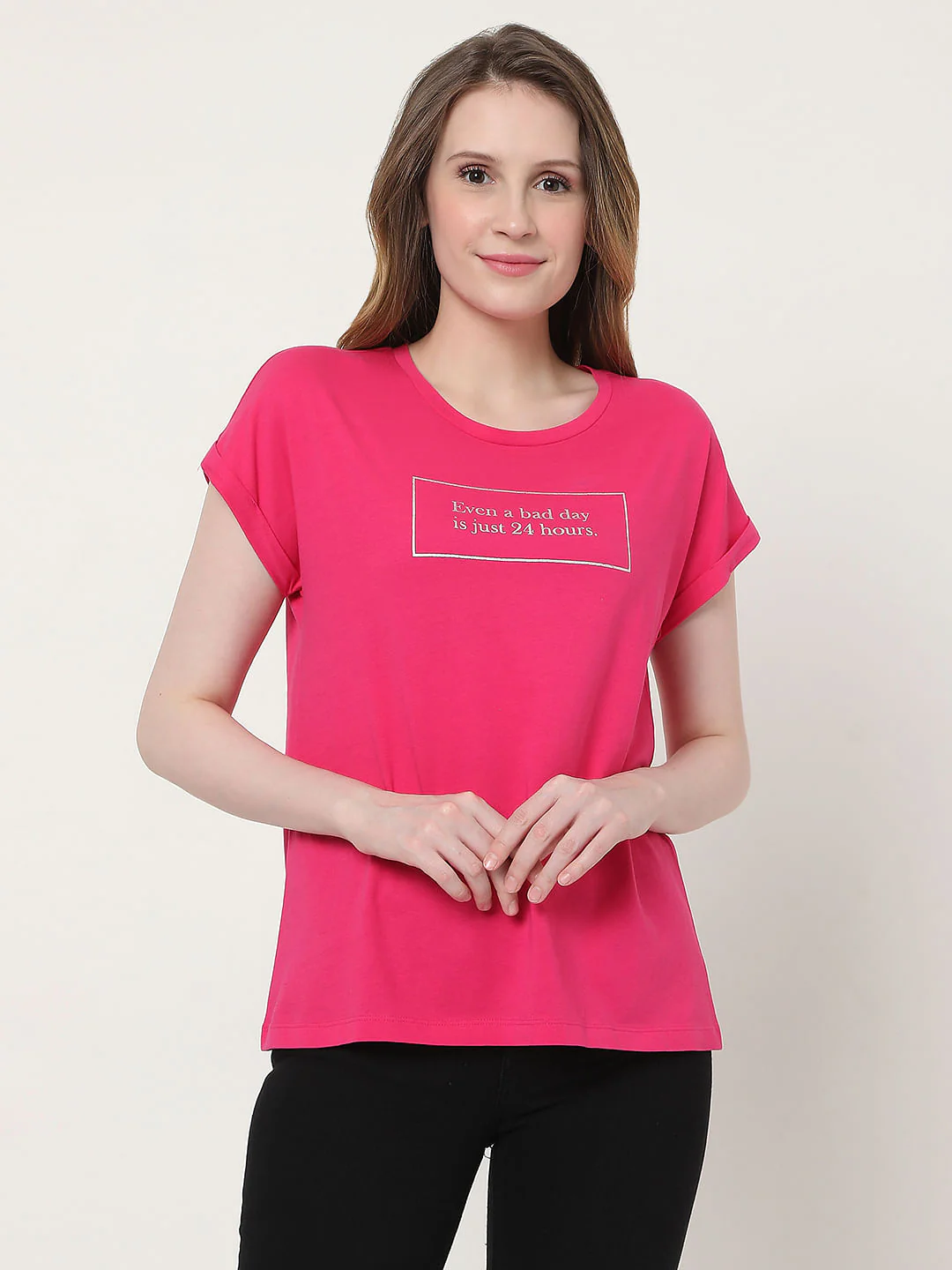 Pink Slogan Print T-Shirt