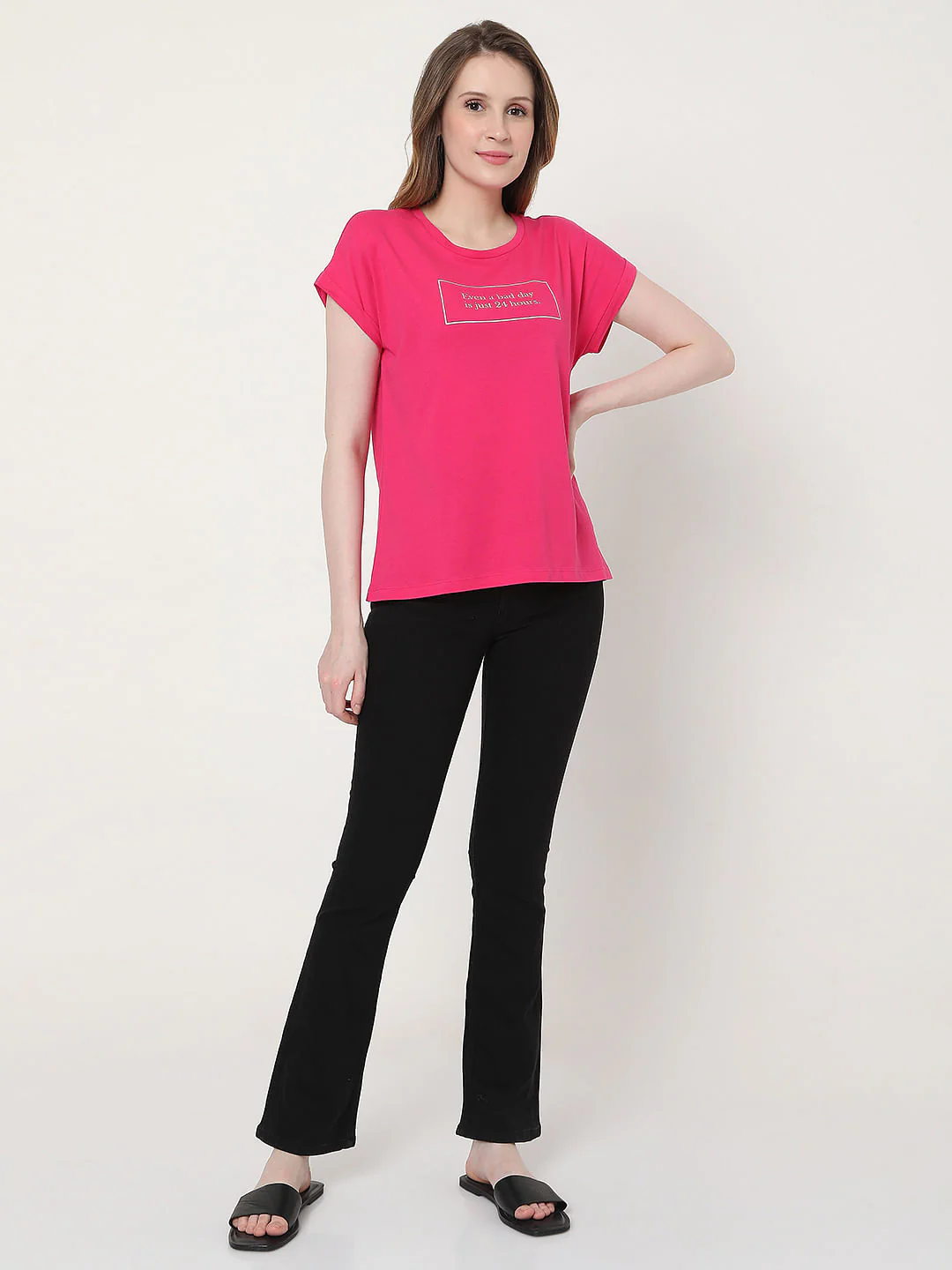Pink Slogan Print T-Shirt - Image 4