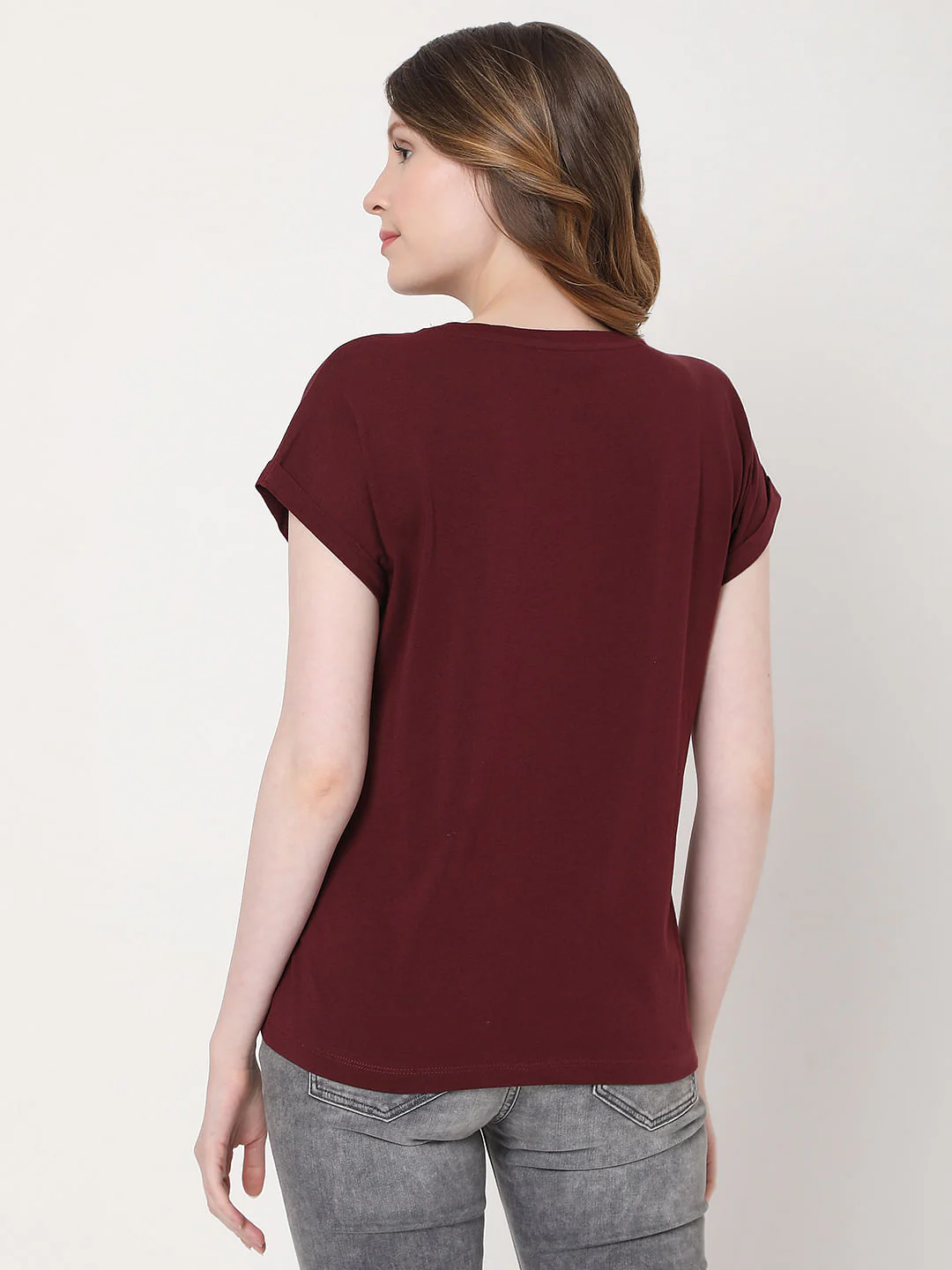 Maroon Slogan Print T-Shirt - Image 3