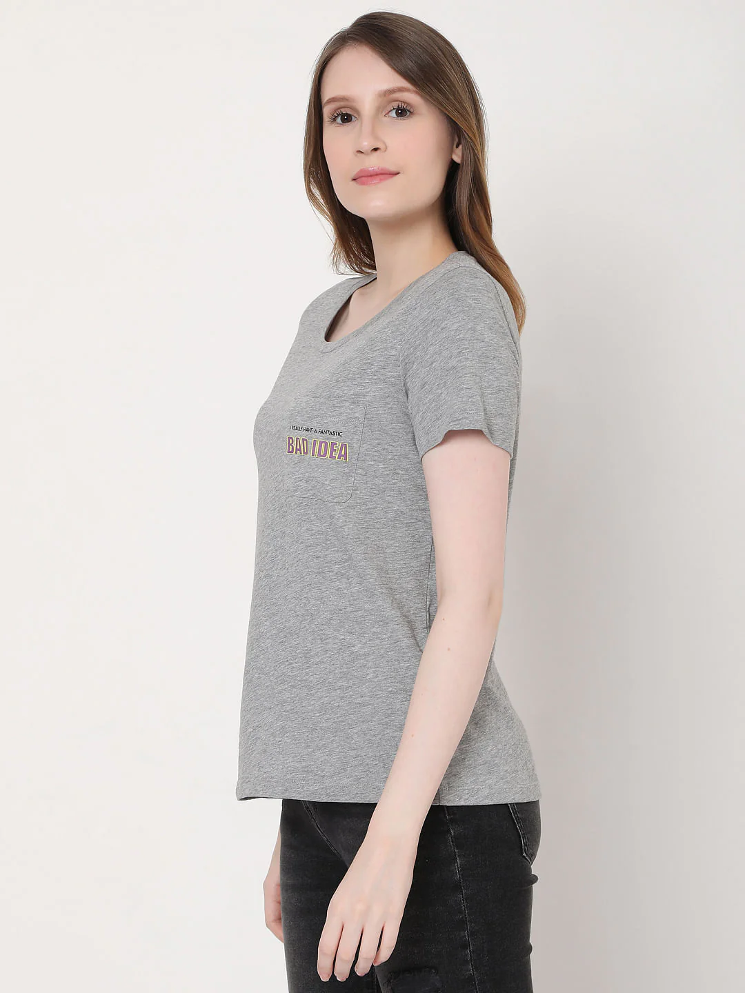Grey Pocket Print T-Shirt - Image 2