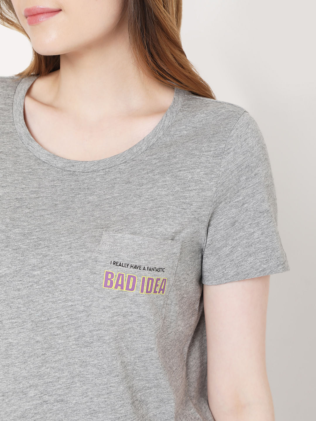 Grey Pocket Print T-Shirt - Image 5