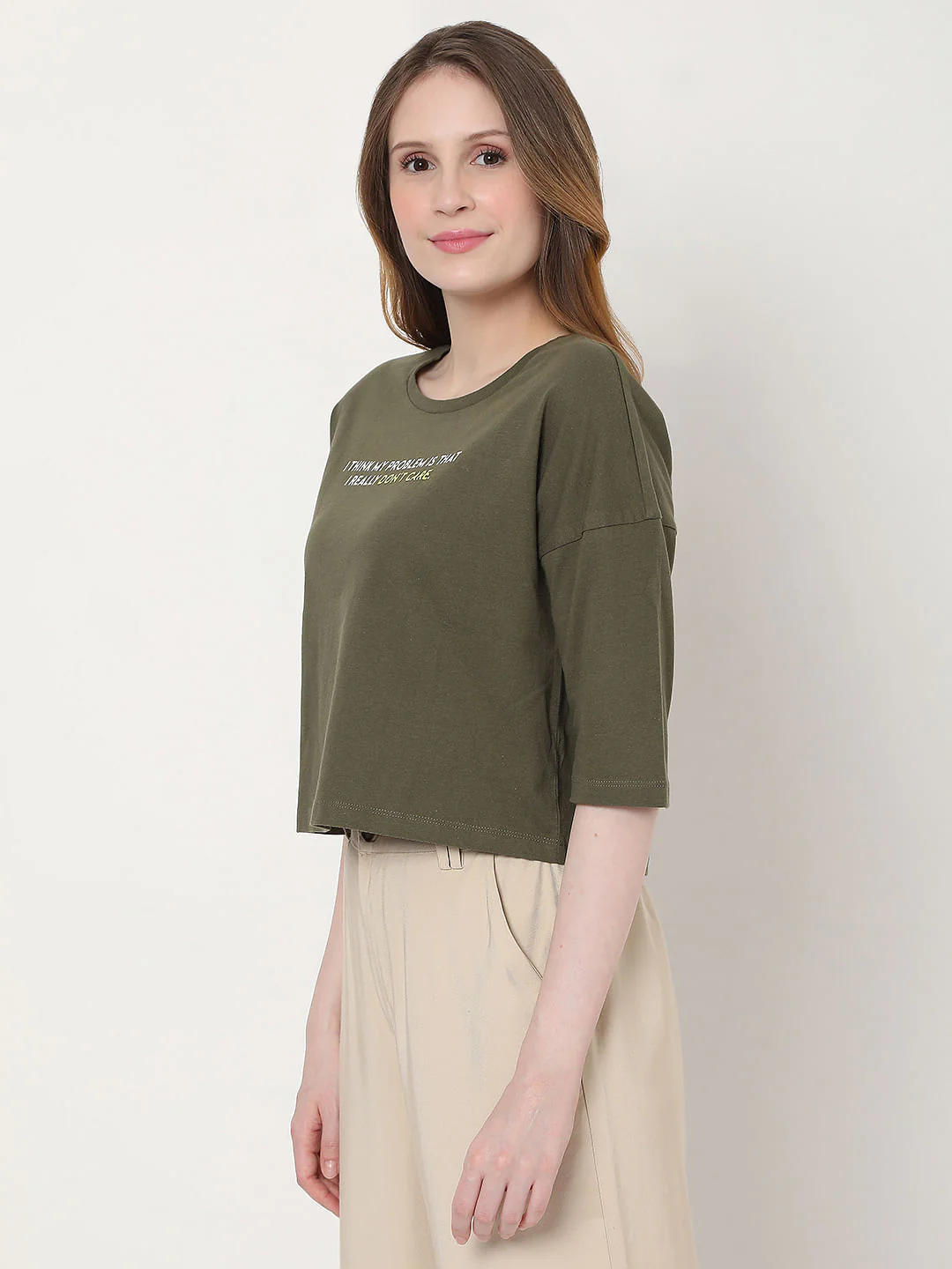 Green Slogan Print T-Shirt - Image 2