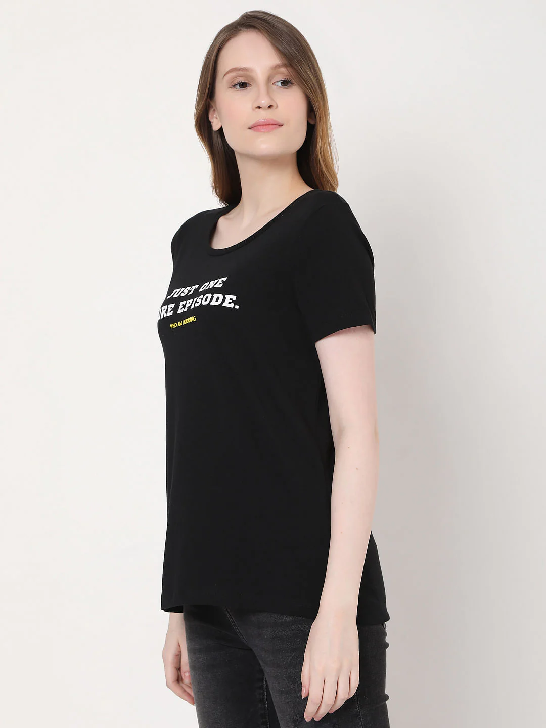 Black Slogan Print T-Shirt - Image 2