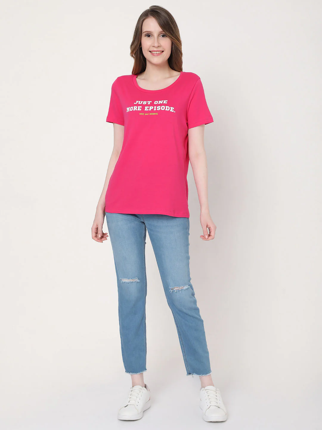 Pink Slogan Print T-Shirt - Image 4