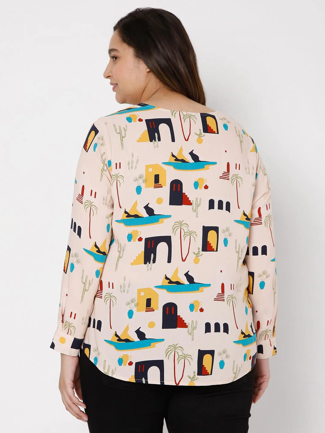 Curve Beige Printed Top - Image 4