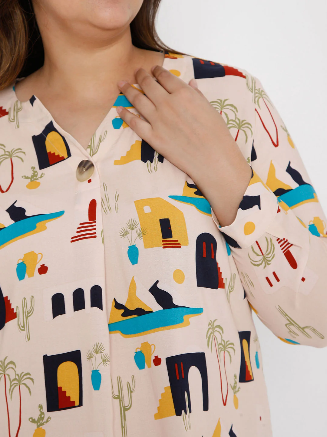 Curve Beige Printed Top - Image 6