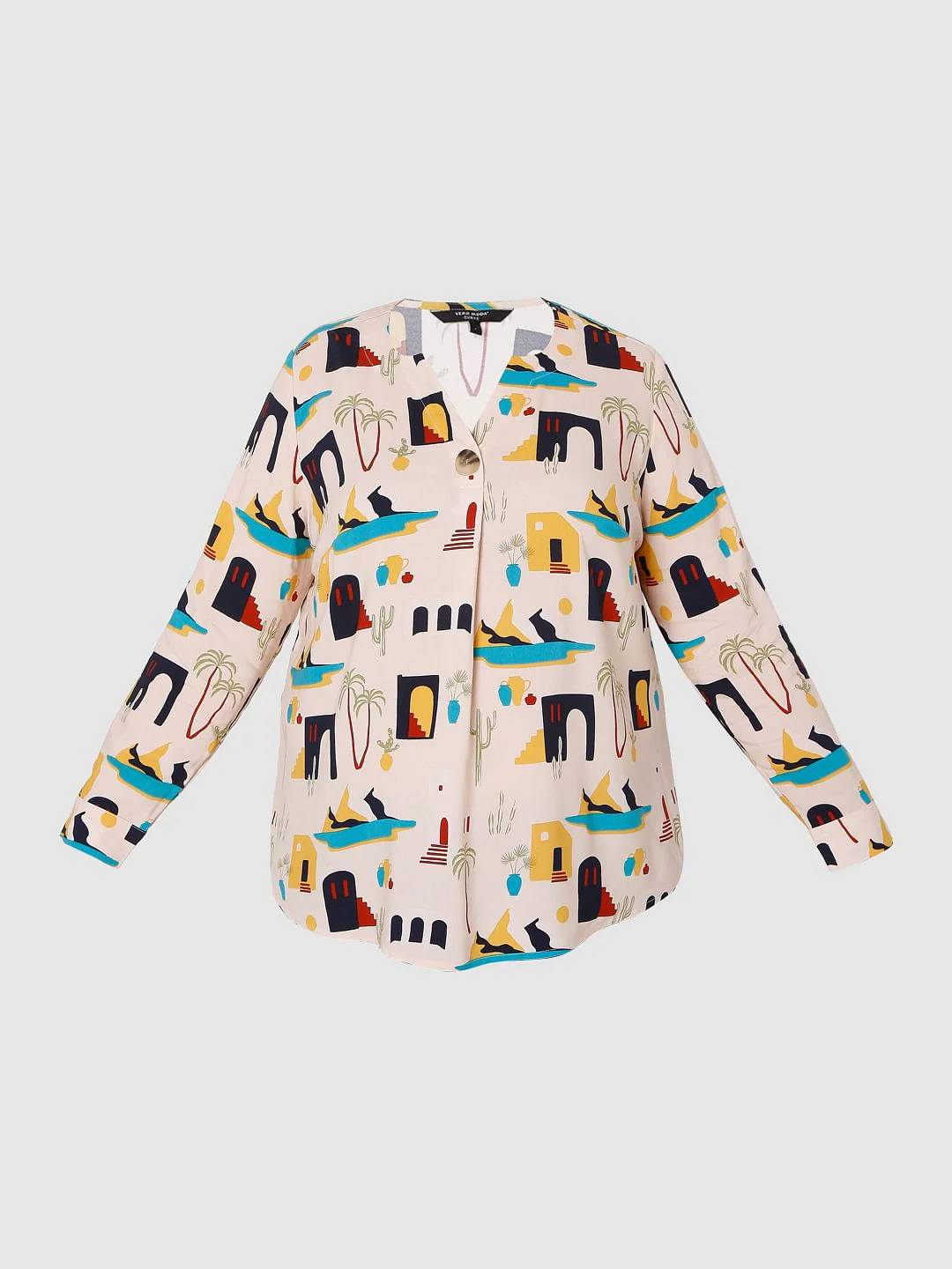 Curve Beige Printed Top - Image 7