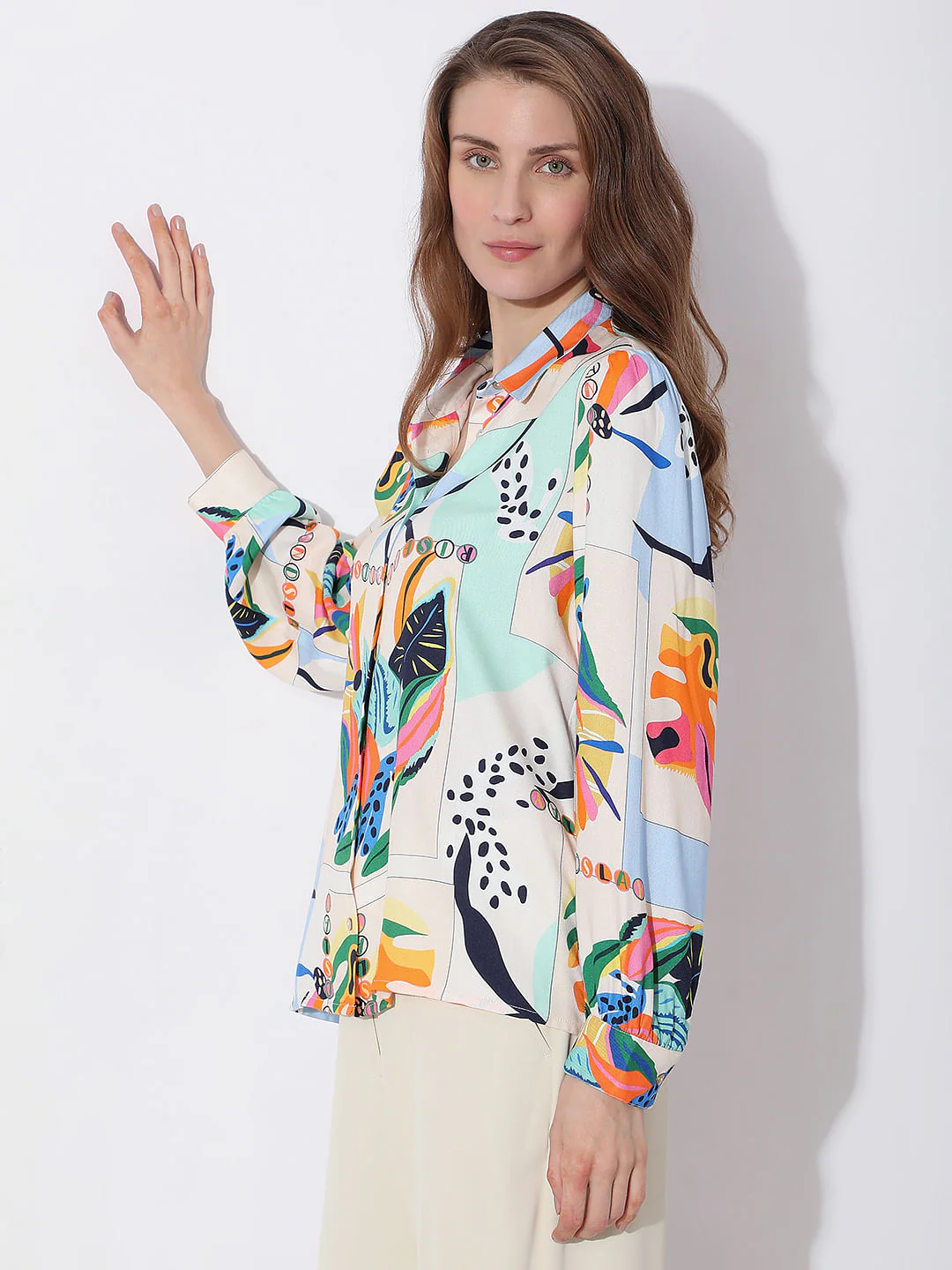 Green Abstract Print Shirt - Image 3