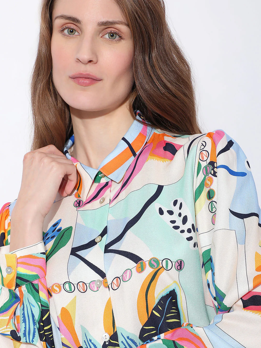 Green Abstract Print Shirt - Image 6