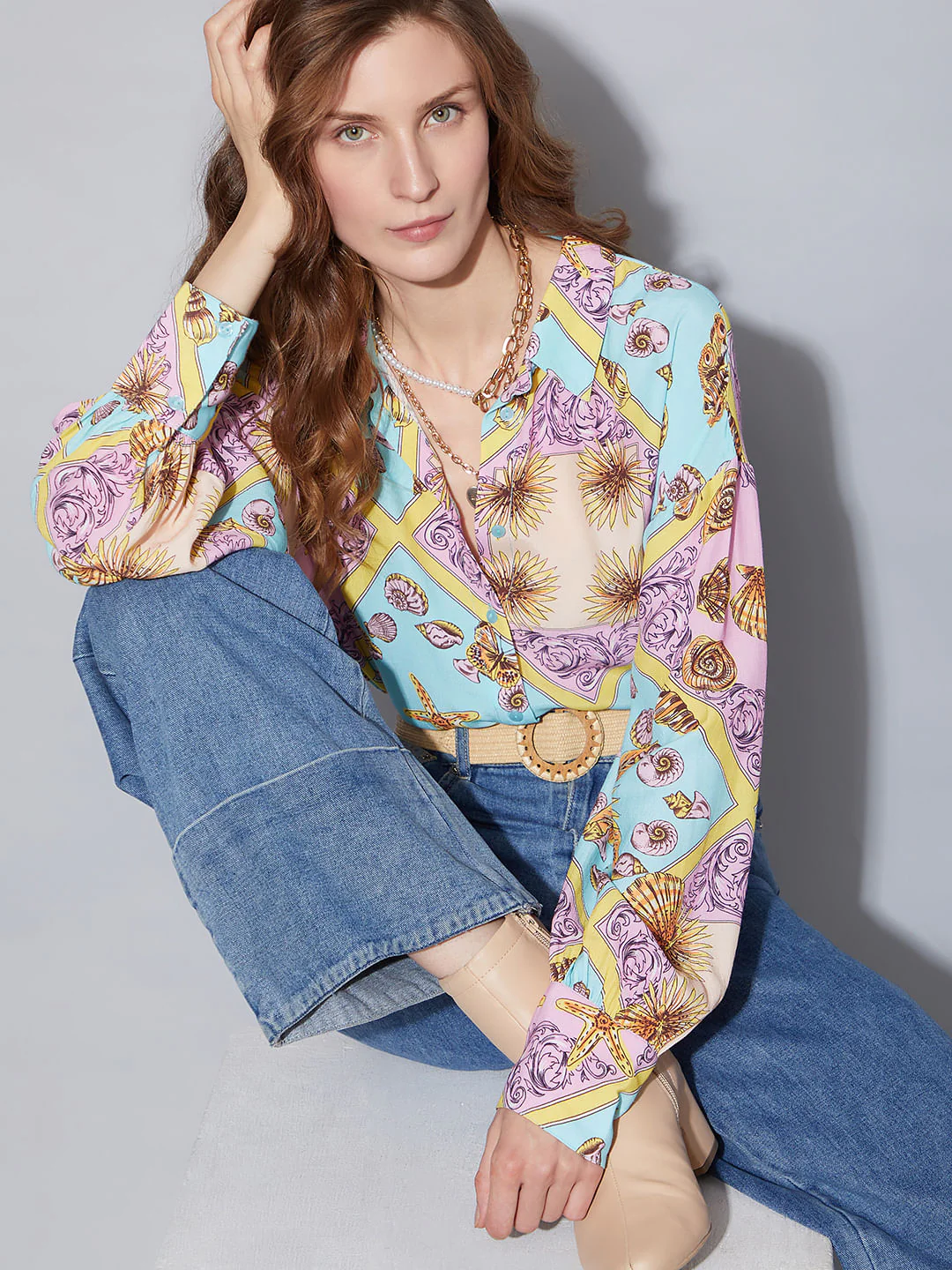Purple Abstract Print Shirt