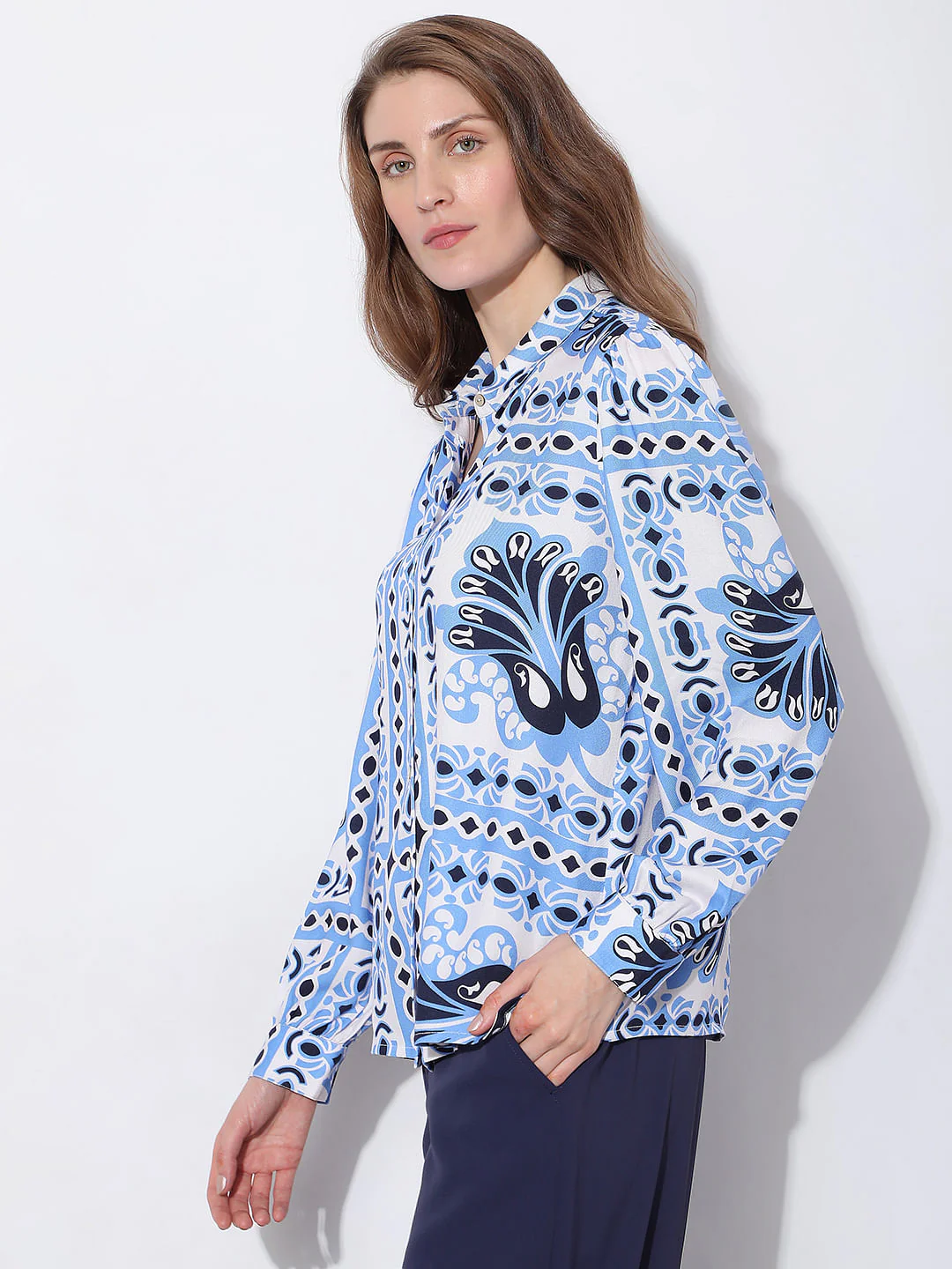 Blue Abstract Print Shirt - Image 3