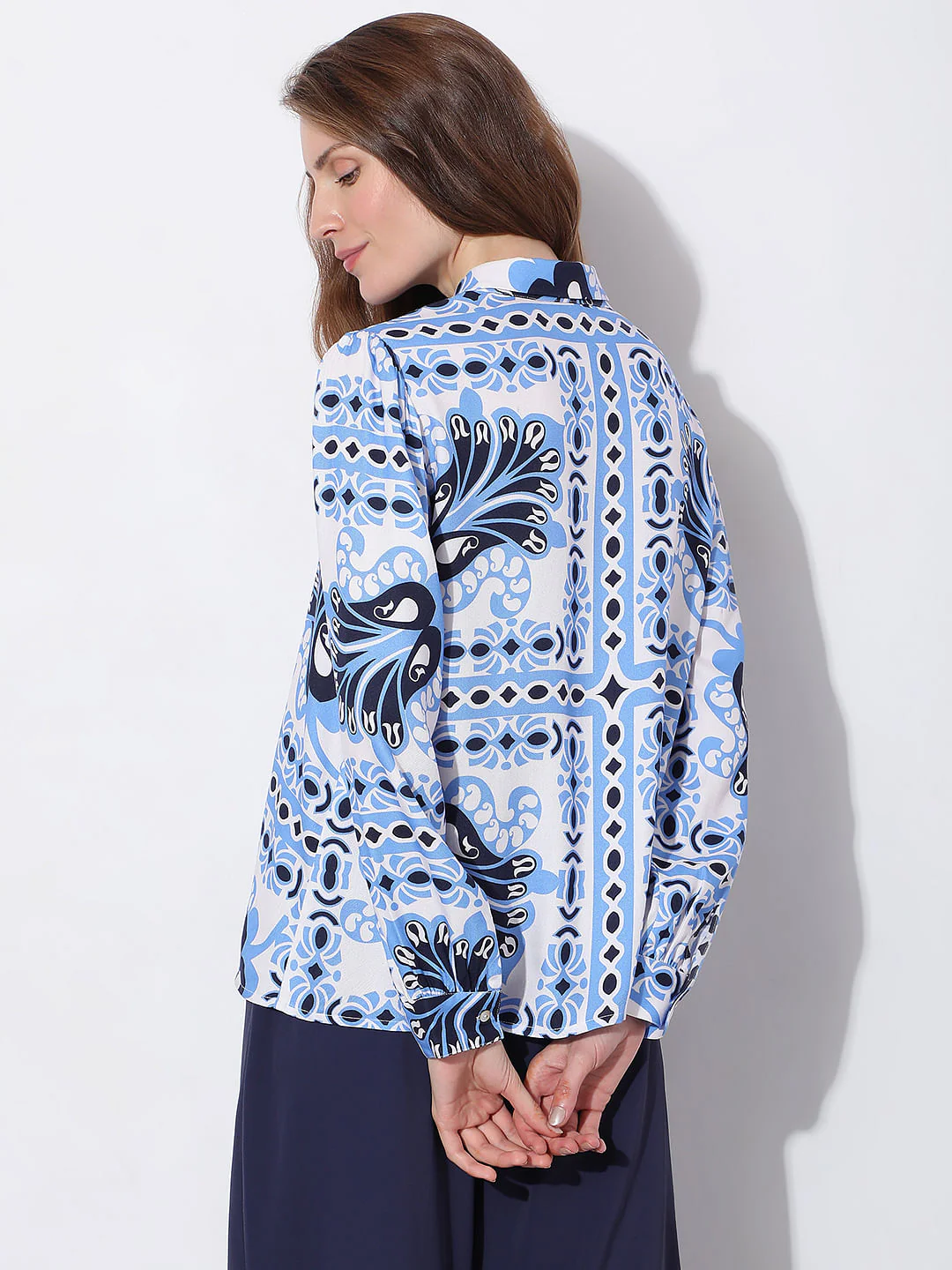 Blue Abstract Print Shirt - Image 4