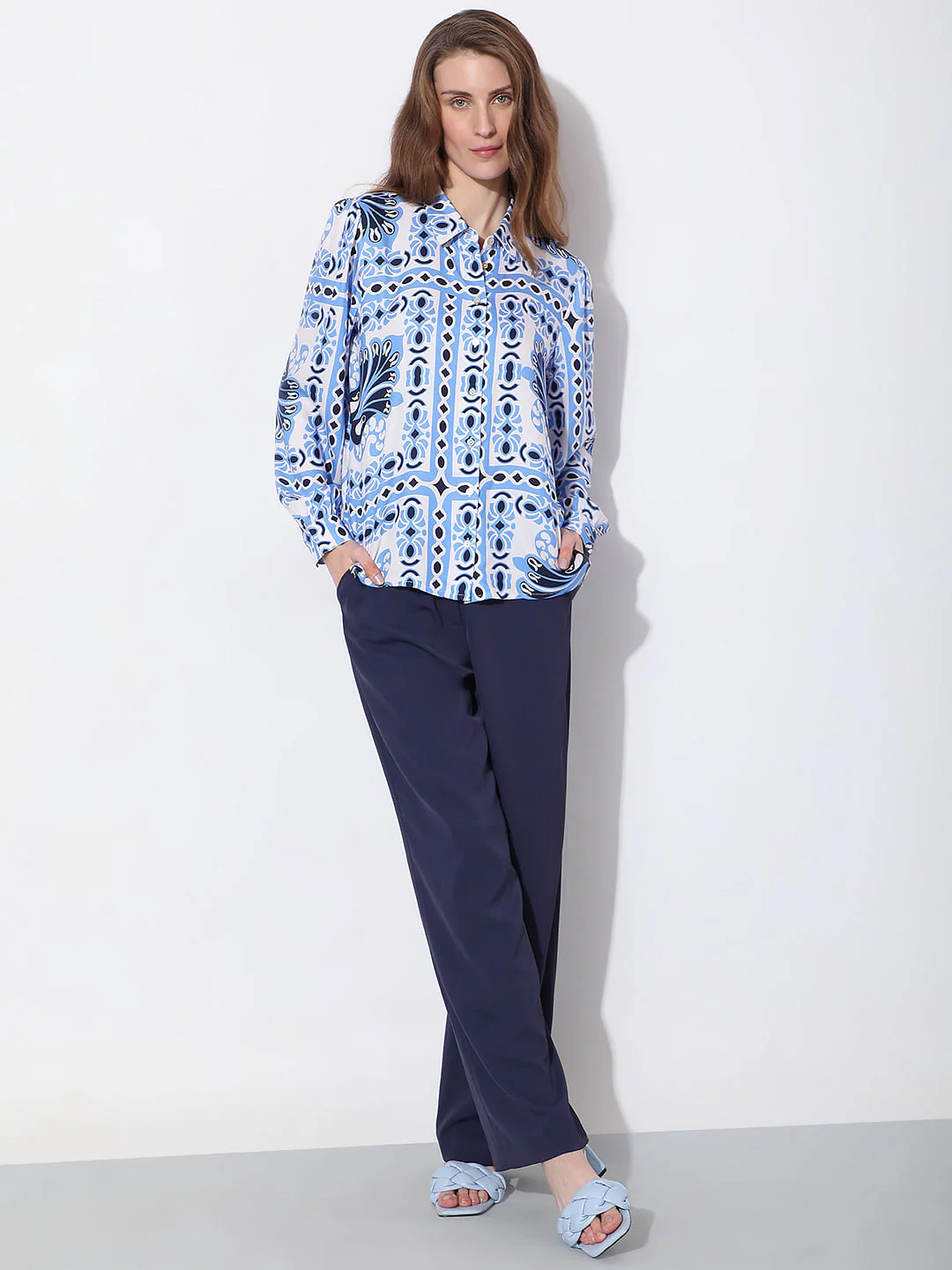 Blue Abstract Print Shirt - Image 5