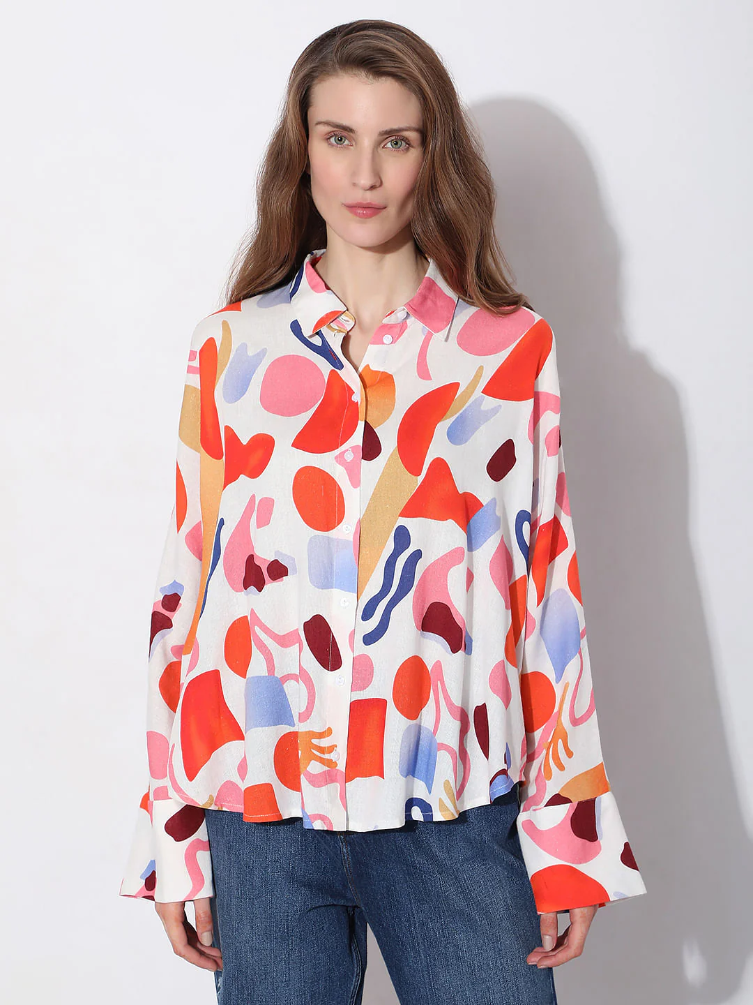 Orange Abstract Print Shirt - Image 2
