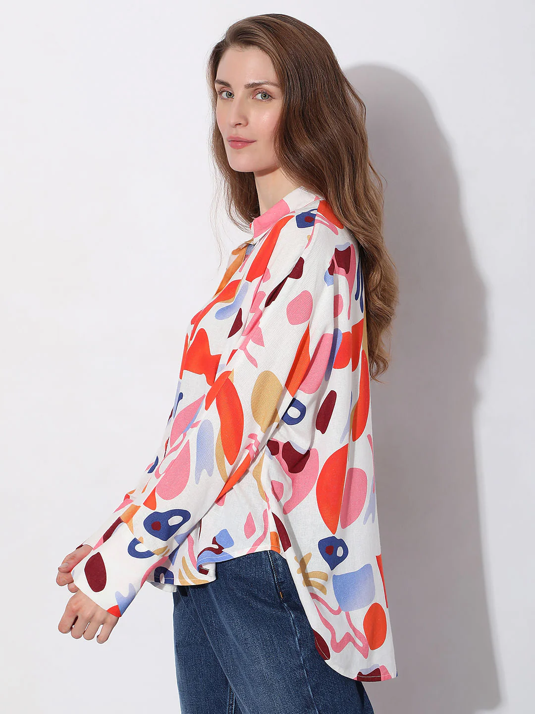 Orange Abstract Print Shirt - Image 3
