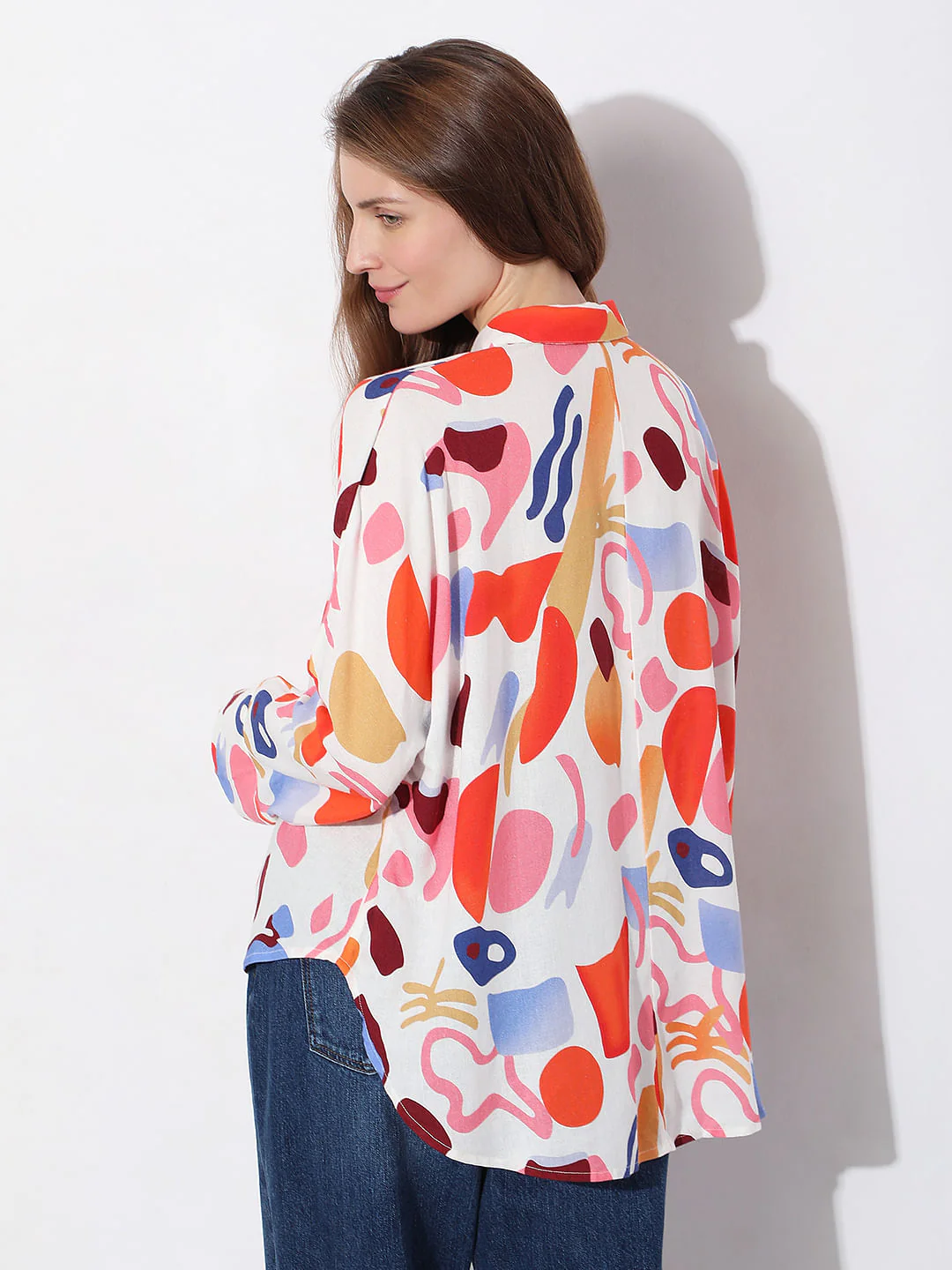 Orange Abstract Print Shirt - Image 4