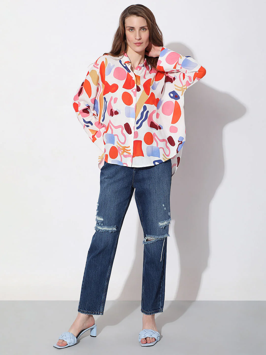 Orange Abstract Print Shirt - Image 5
