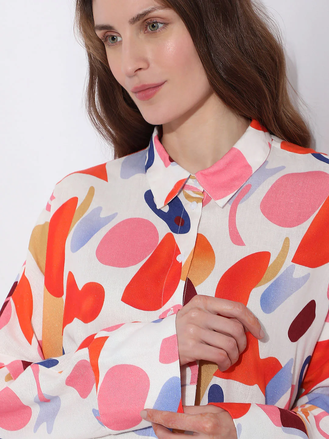 Orange Abstract Print Shirt - Image 6