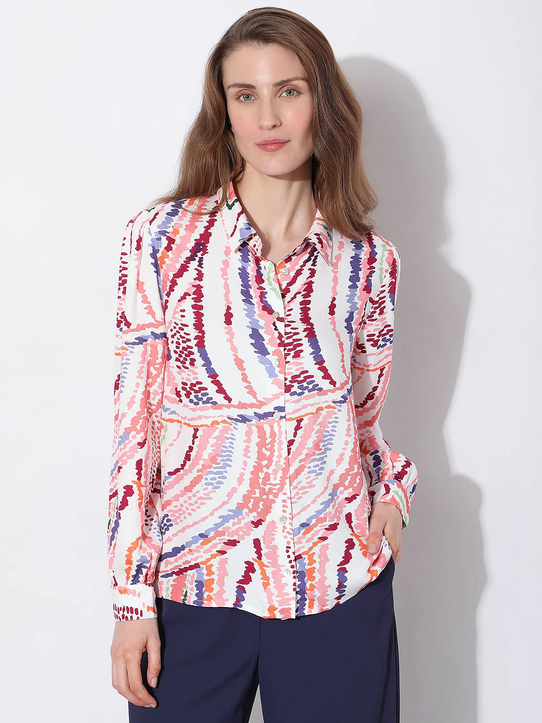 Light Pink Abstract Print Shirt - Image 2