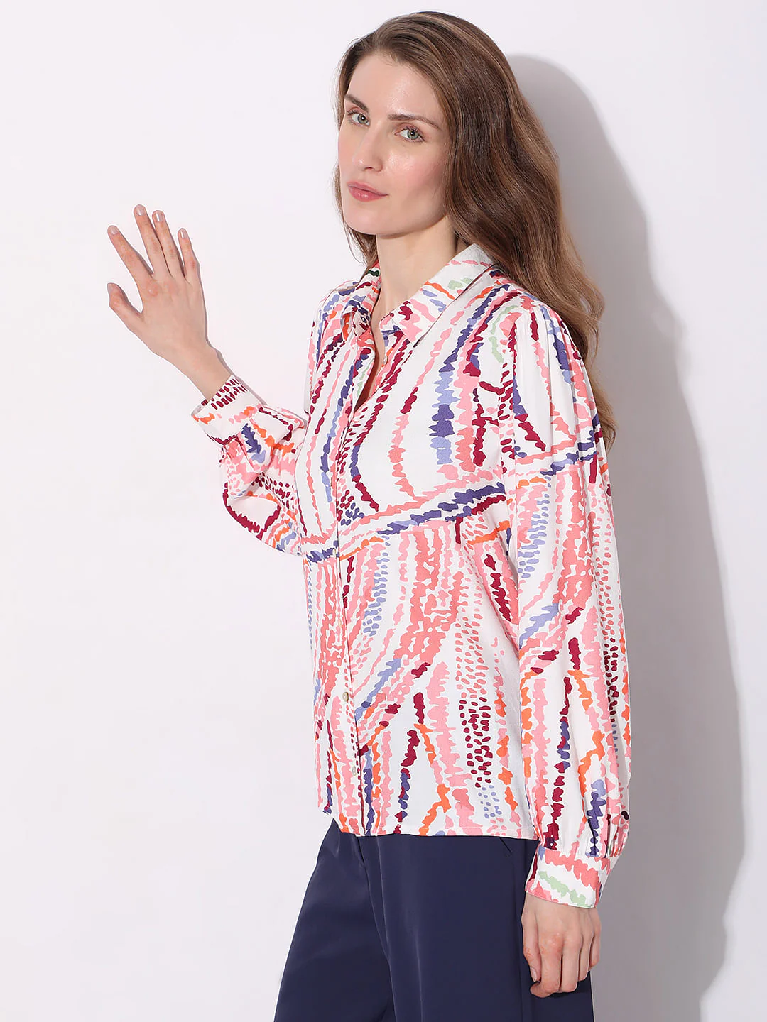 Light Pink Abstract Print Shirt - Image 3