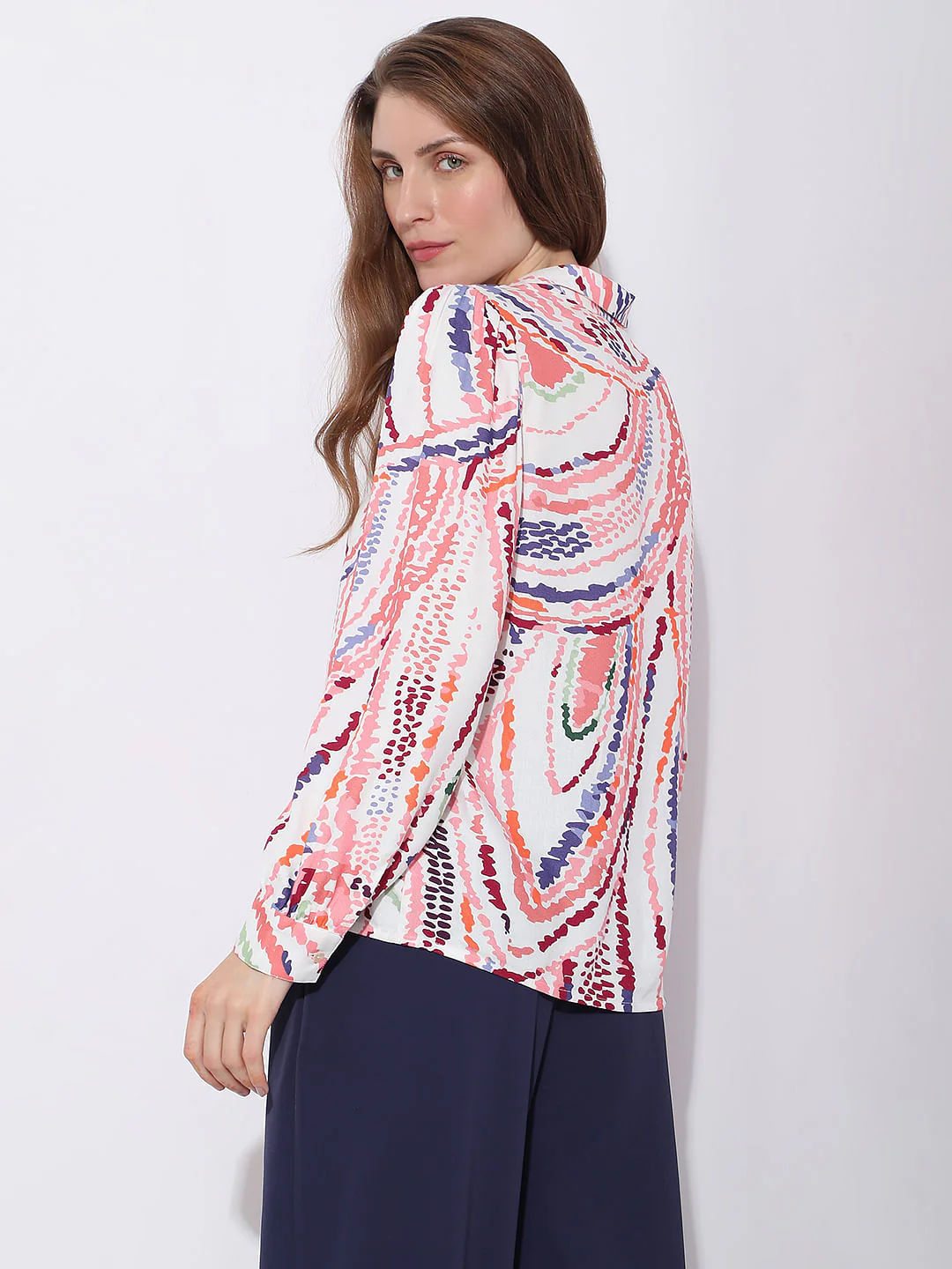 Light Pink Abstract Print Shirt - Image 4