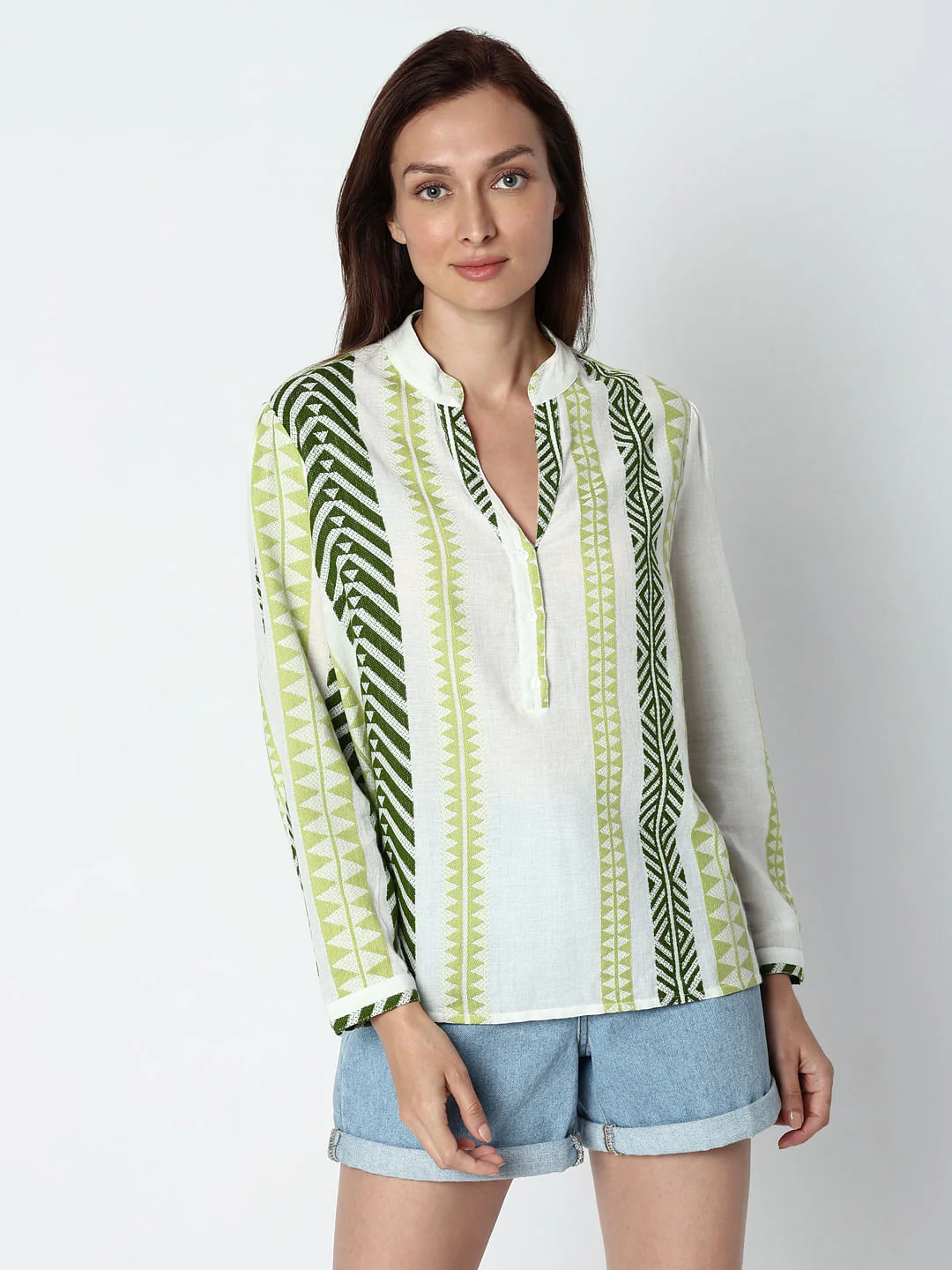 Green Chevron Print Top - Image 2