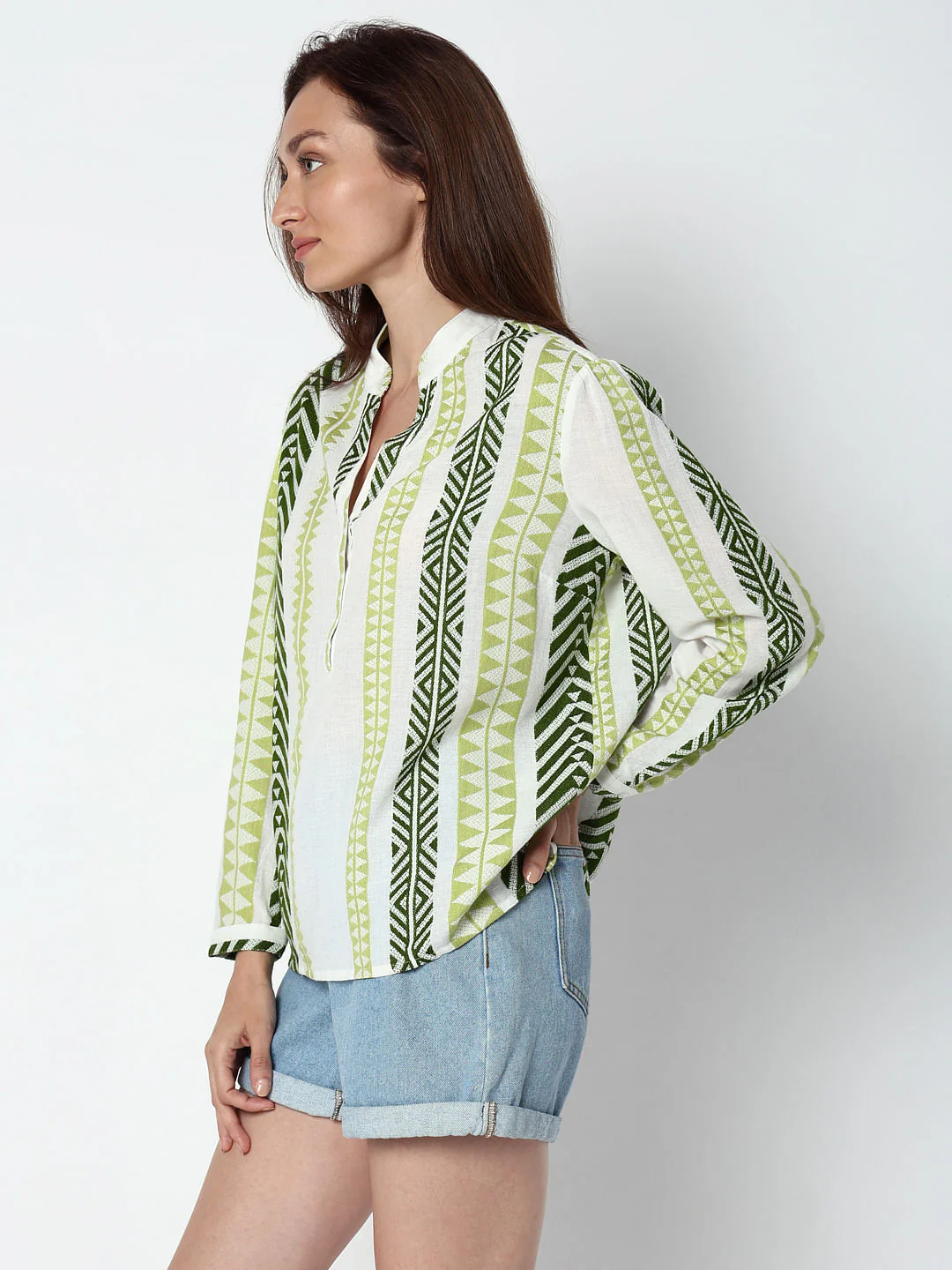 Green Chevron Print Top - Image 3