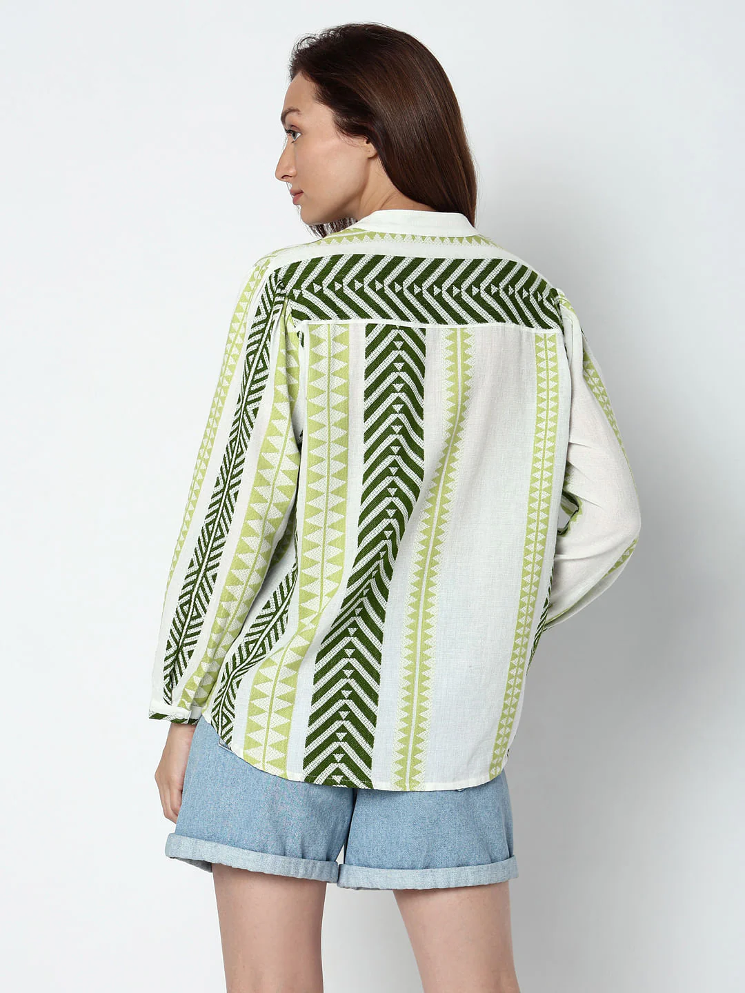 Green Chevron Print Top - Image 4
