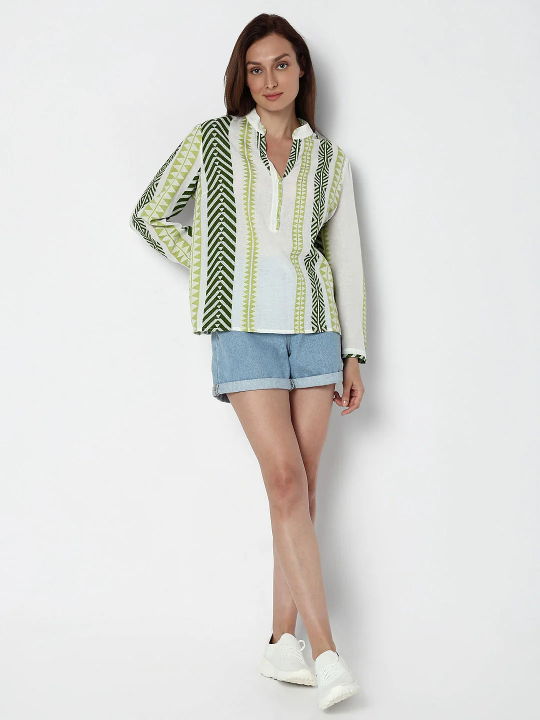 Green Chevron Print Top - Image 5