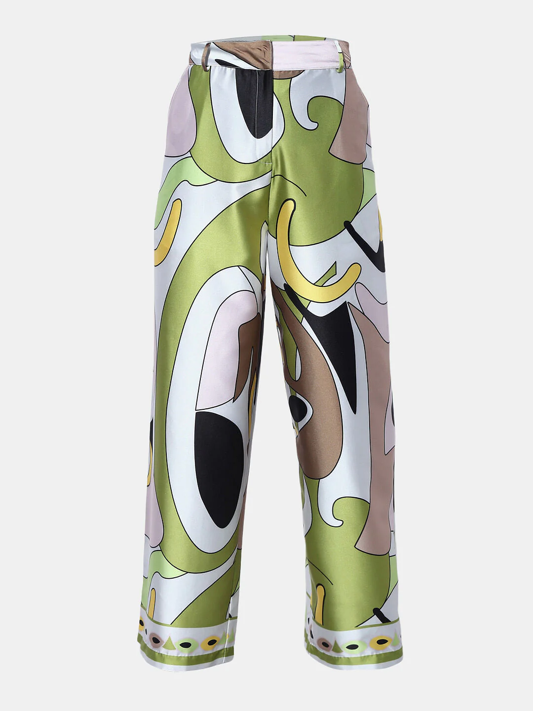Green High Rise Abstract Print Pants - Image 7