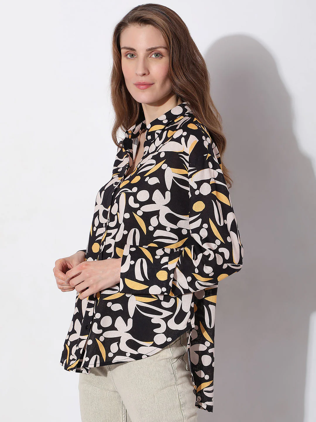 Black Printed Full Sleeves Shirt - Image 3