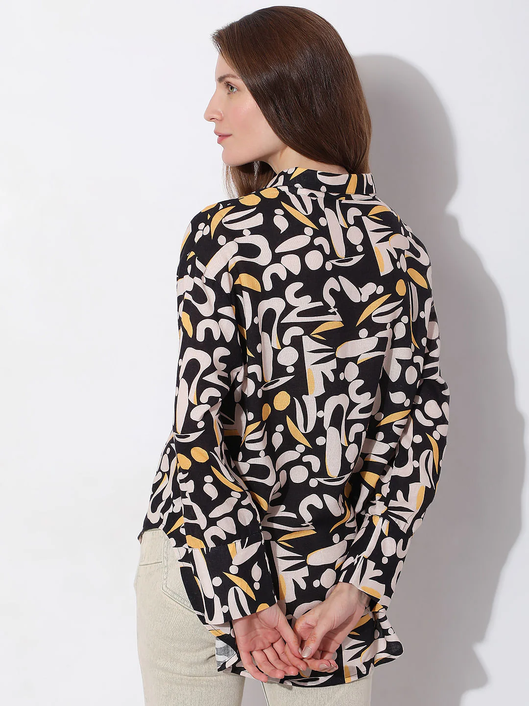 Black Printed Full Sleeves Shirt - Image 4