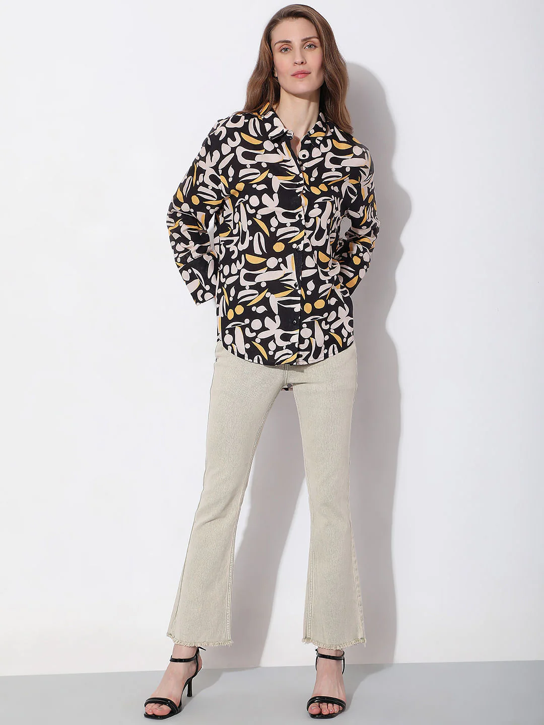 Black Printed Full Sleeves Shirt - Image 5