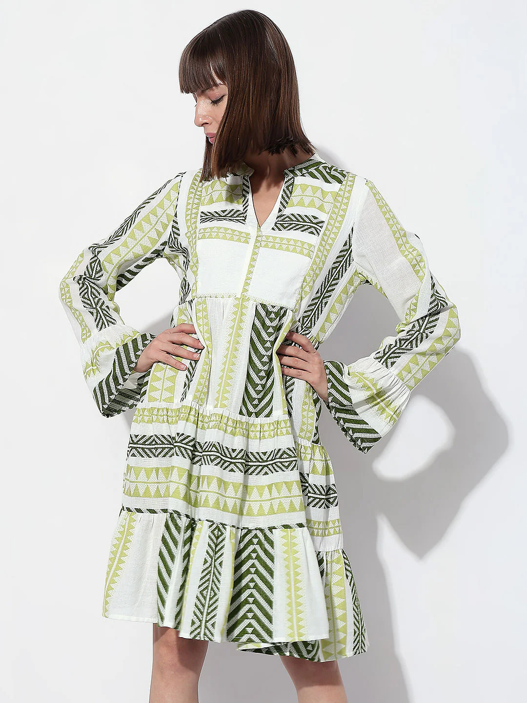 Green Chevron Print Shift Dress - Image 2