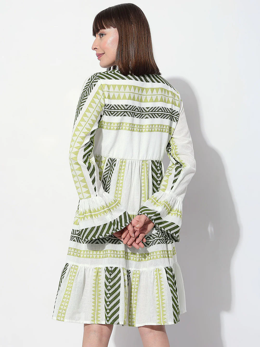 Green Chevron Print Shift Dress - Image 4