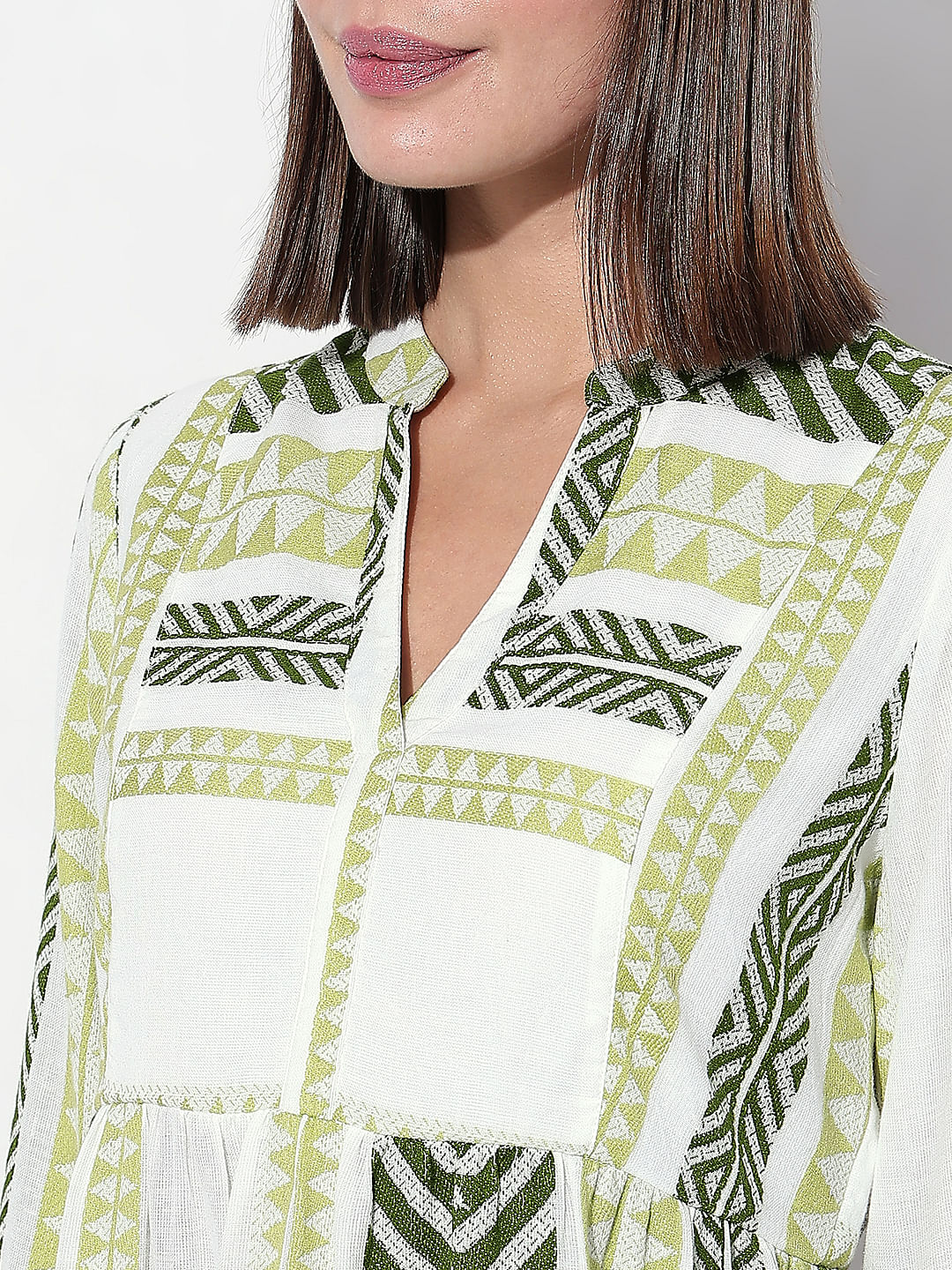Green Chevron Print Shift Dress - Image 8