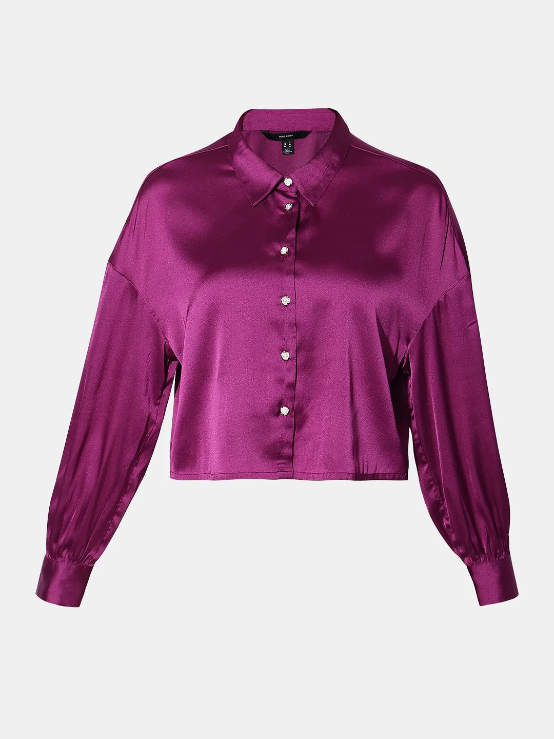 Purple Satin Cropped Shirt - Image 7