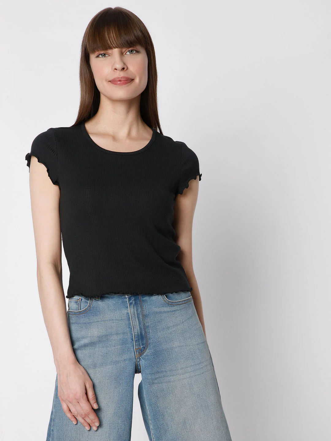 Black Rib Knit Top - Image 2
