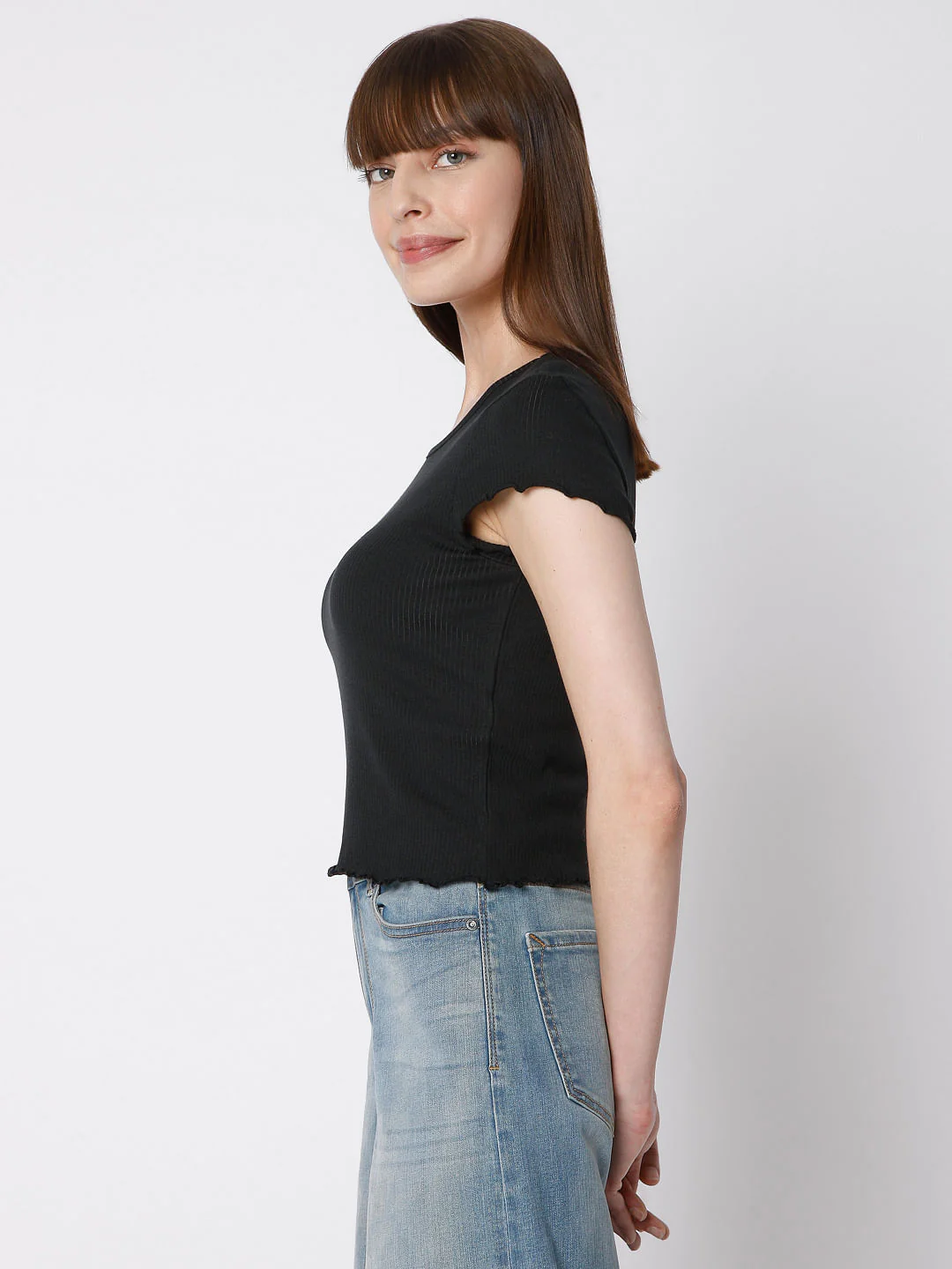 Black Rib Knit Top - Image 3