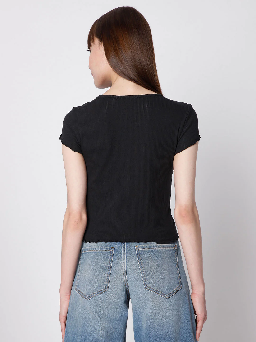 Black Rib Knit Top - Image 4