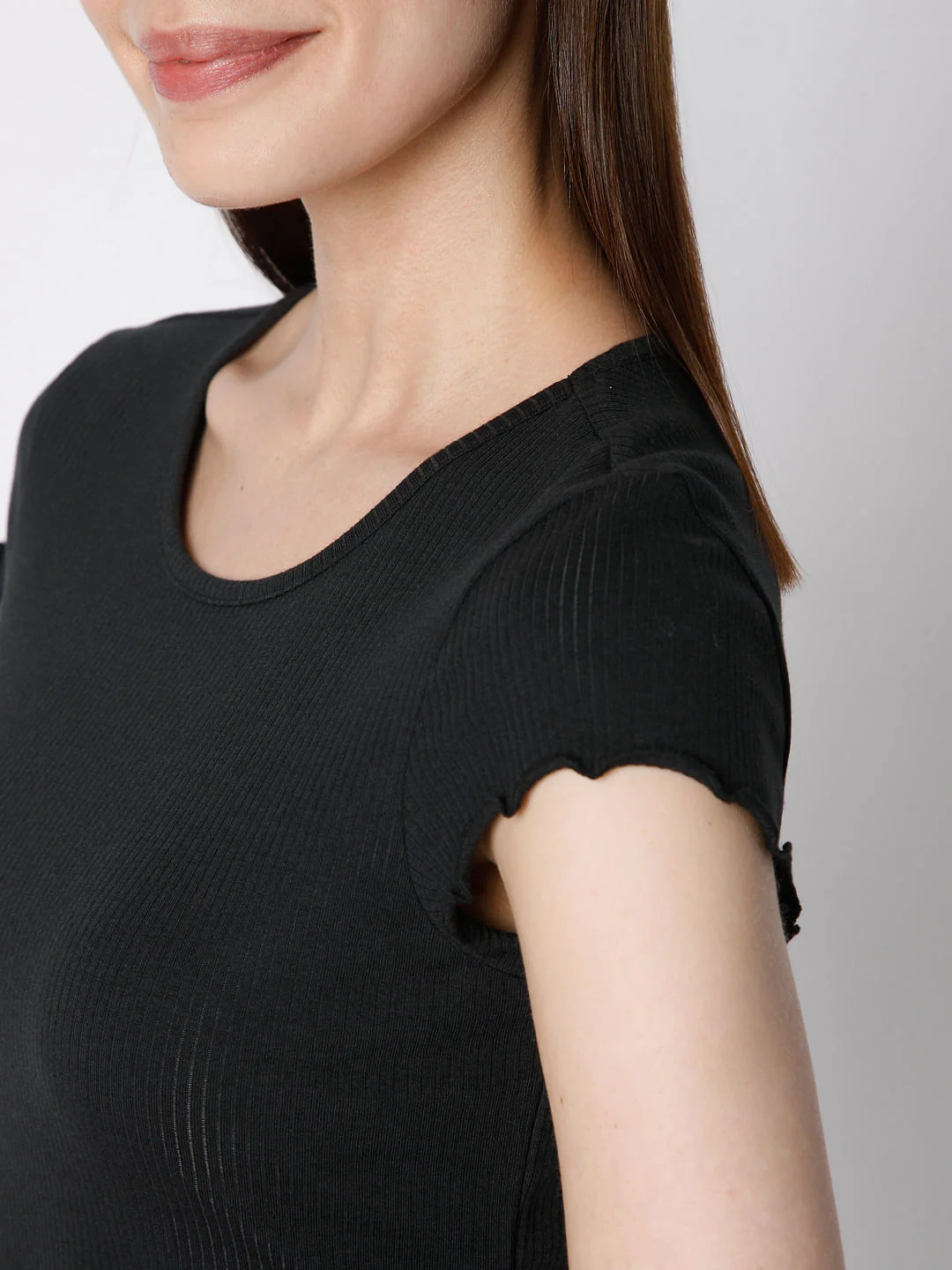 Black Rib Knit Top - Image 6