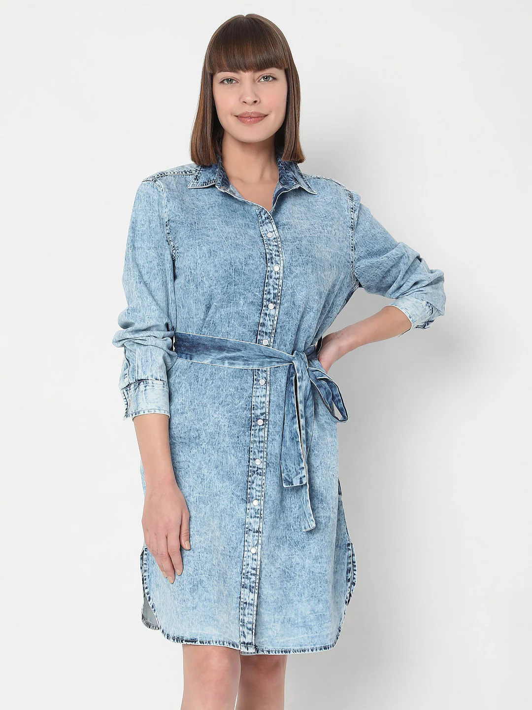 Blue Denim Shirt Dress - Image 2