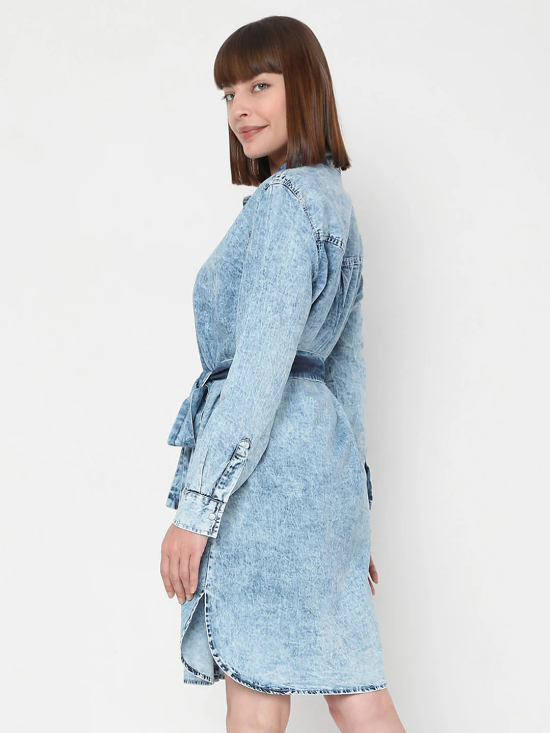 Blue Denim Shirt Dress - Image 4