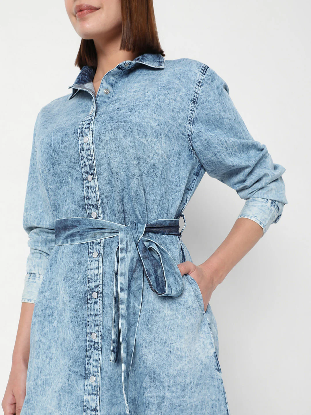 Blue Denim Shirt Dress - Image 5