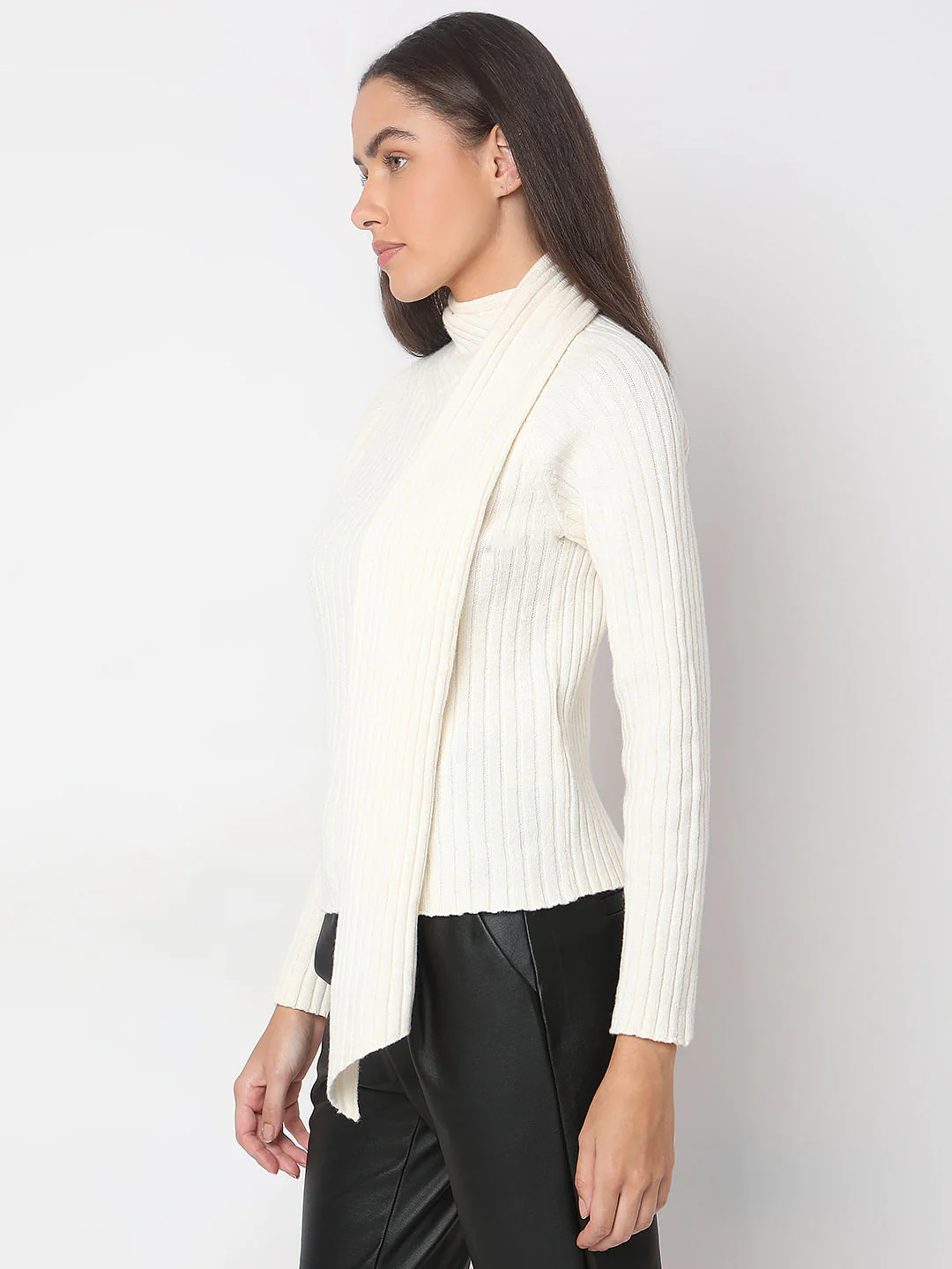 White Wrap Neck Top - Image 3