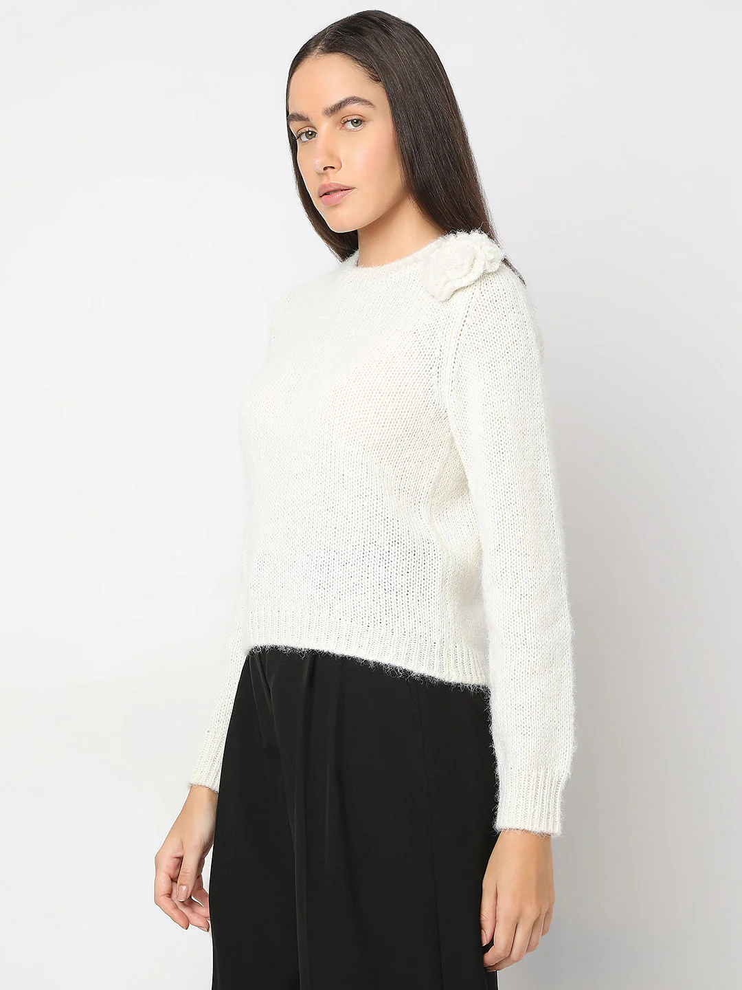 White With A Flower Pullover - Image 3