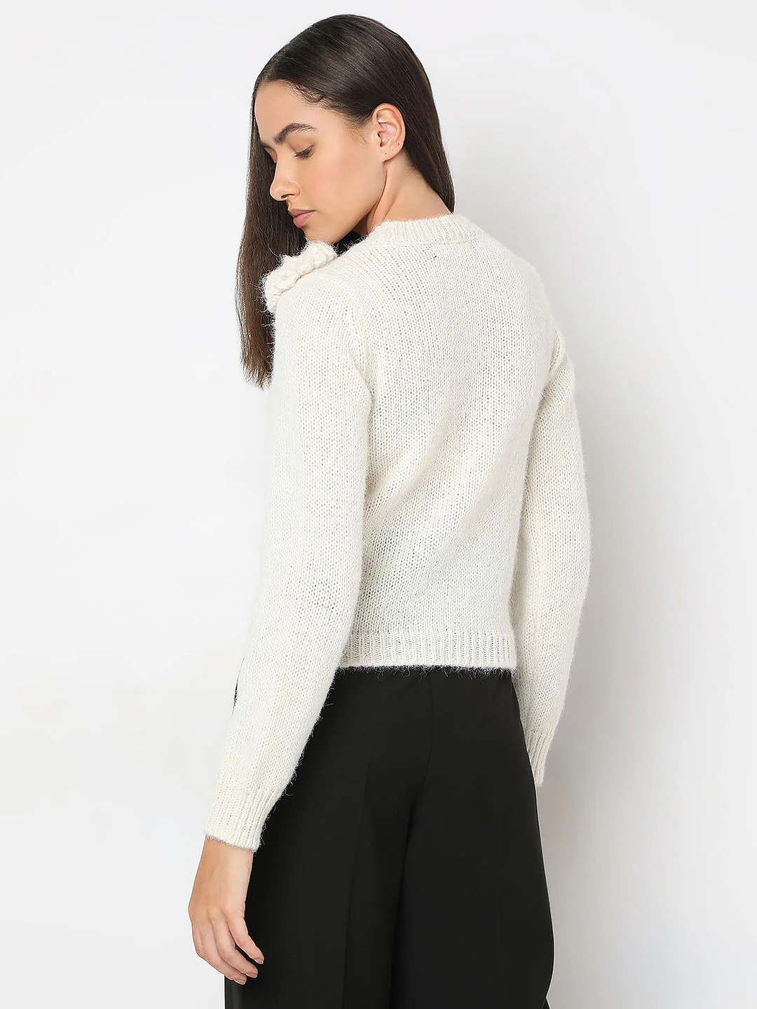 White With A Flower Pullover - Image 4